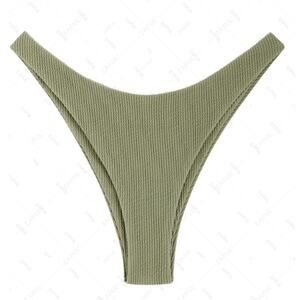ZAFUL Green Crinkle Solid Green Low Waist Cheeky Swim Bikini Women Sz M /US 6